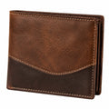Portefeuille homme 11.5 x 9.5 x 1.5 cm en cuir marron bicolore à rabat