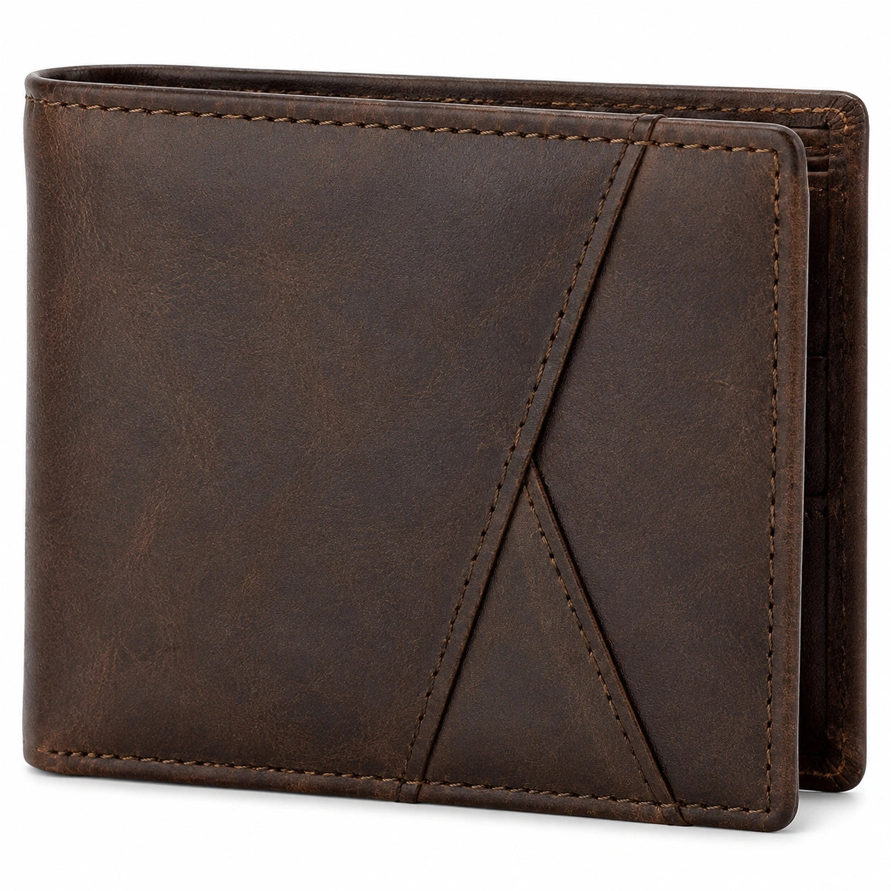 Portefeuille homme 12 x 9 x 2 cm en similicuir marron pliant à compartiments