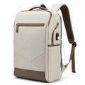 Sac à dos 32 x 16 x 45 cm en polyester beige et marron pour ordinateur avec port USB