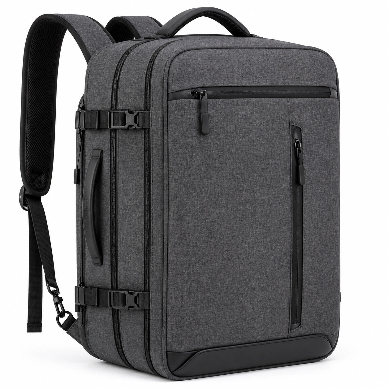 Sac à dos de voyage 52 x 35 x 20 cm en textile gris anthracite avec compartiments zippés
