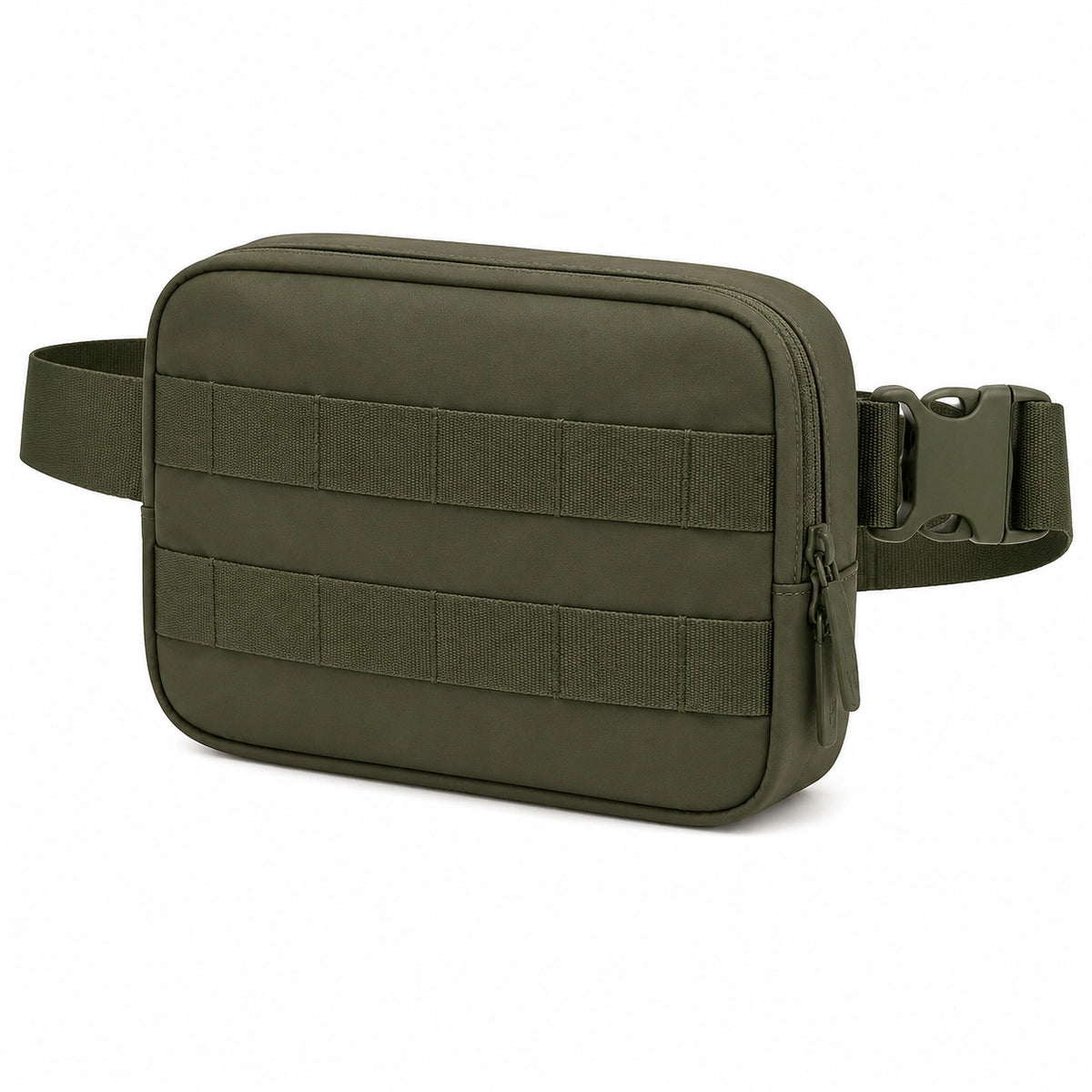 Sac banane 22 x 15 x 6 cm en tissu synthétique vert kaki - rangement à fermeture zippée