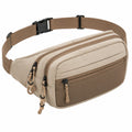 Sac banane 31 x 8 x 17 cm en tissu beige à poches zippées pour rangement urbain