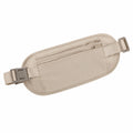 Sac banane 30 x 14 x 3 cm en tissu beige - ceinture réglable à poches zippées