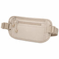 Sac banane 30 x 15 x 5 cm en polyester beige à poches zippées réglable