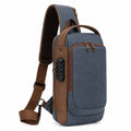 Sac à dos bandoulière 34 x 20 x 10 cm en polyester bleu et marron avec fermeture sécurisée