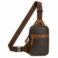 Sac bandoulière 30 x 18 x 8 cm en textile marron avec simili cuir motif matelassé réglable