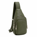 Sac à bandoulière 17 x 8 x 31 cm en similicuir vert pour usage quotidien à compartiments zippés