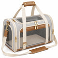Sac de transport pour animal 45 x 28 x 30 cm en textile gris et beige avec maille respirante