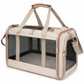 Sac de transport pour animaux 50 cm x 30 cm x 32 cm en tissu beige avec maille respirante et bandoulière
