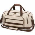 Sac de voyage 55 cm en tissu beige et marron avec bandoulière réglable