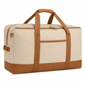 Sac de voyage 55 x 30 x 35 cm en textile beige et similicuir marron - rangement zippé