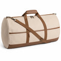 Sac polochon 50 cm en toile beige et marron avec bandoulière réglable