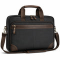 Sacoche ordinateur 42 x 10 x 32 cm en polyester noir et marron avec bandoulière